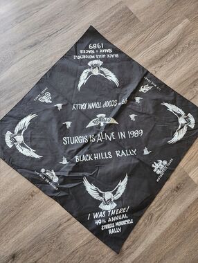 Sturgis 1989 Black Rally Bandana - Black & White